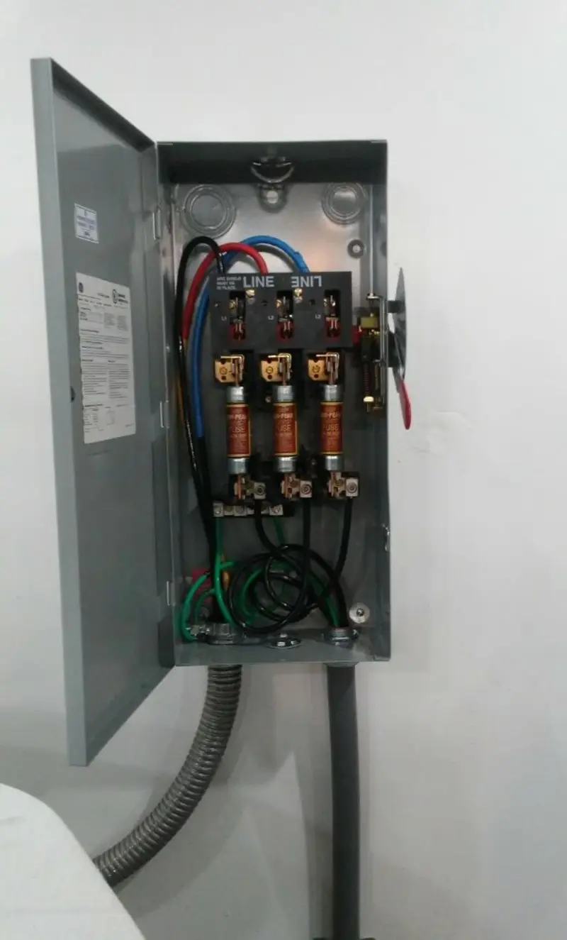 Three-phase disconnect switch installed for Smoke Detector Installation in Escanaba